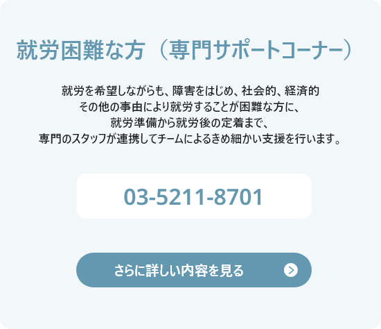 就労困難な方の専門サポートコーナーのお問い合わせ